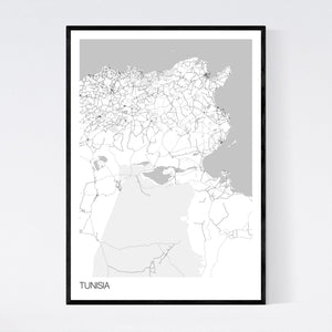 Tunisia Country Map Print