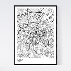 Turku City Map Print