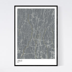 Ubud Town Map Print