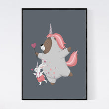 Load image into Gallery viewer, Dancing Bear and Rabbit Unicorns Print