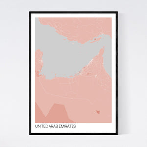 United Arab Emirates Country Map Print