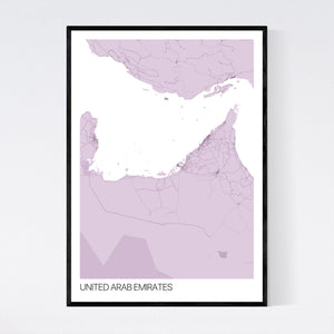 United Arab Emirates Country Map Print