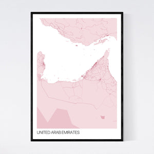 United Arab Emirates Country Map Print