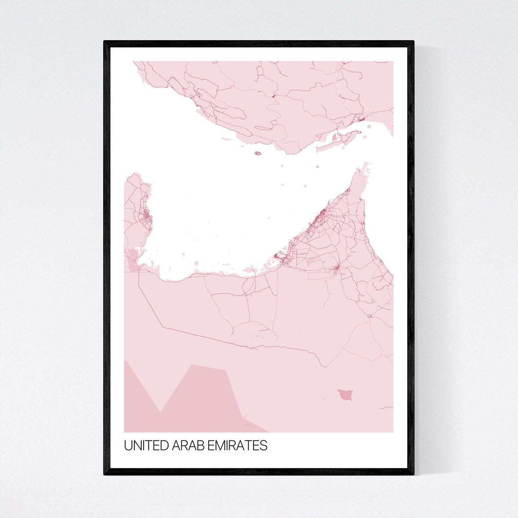 United Arab Emirates Country Map Print