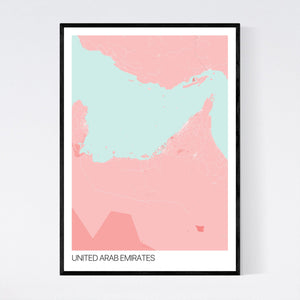 United Arab Emirates Country Map Print