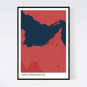 United Arab Emirates Country Map Print
