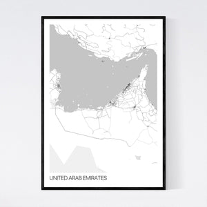 United Arab Emirates Country Map Print