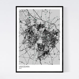 Vadodara City Map Print