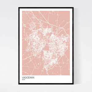 Vadodara City Map Print