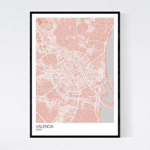 Map of Valencia, Spain