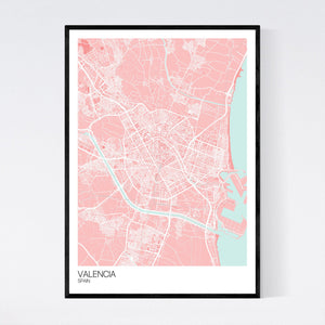 Valencia City Map Print