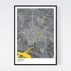 Vannes Town Map Print