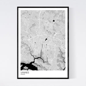 Vannes Town Map Print