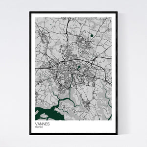 Vannes Town Map Print