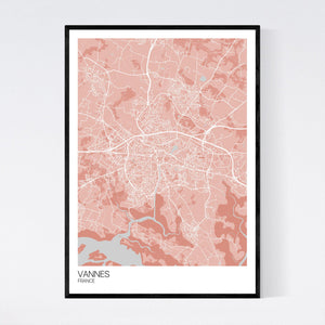 Vannes Town Map Print