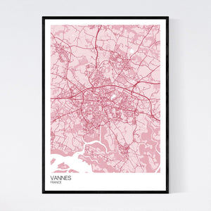 Vannes Town Map Print