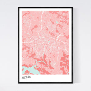 Vannes Town Map Print