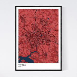Vannes Town Map Print