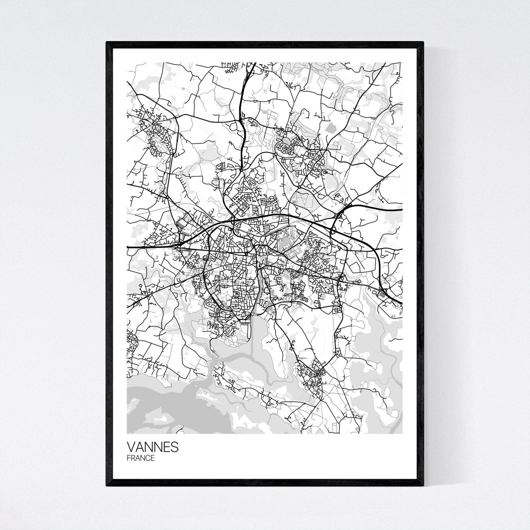 Vannes Town Map Print