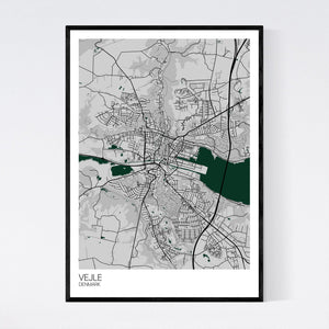 Vejle City Map Print