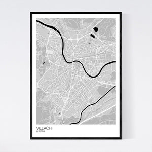 Villach City Map Print