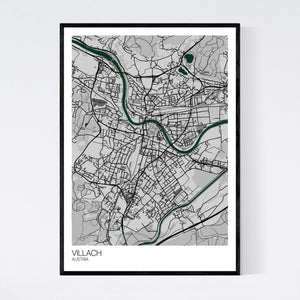 Villach City Map Print