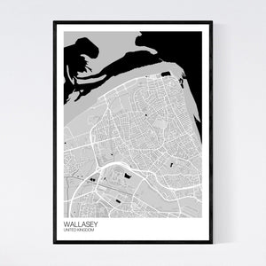 Wallasey City Map Print