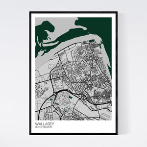 Wallasey City Map Print