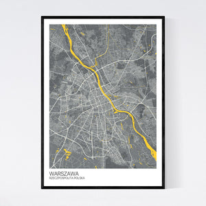 Warsaw City Map Print