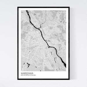 Warsaw City Map Print