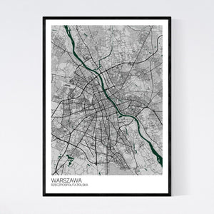 Warsaw City Map Print