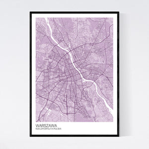 Warsaw City Map Print
