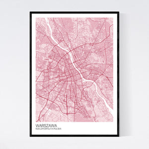 Warsaw City Map Print