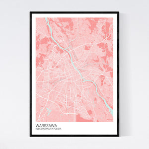 Warsaw City Map Print