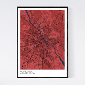 Warsaw City Map Print