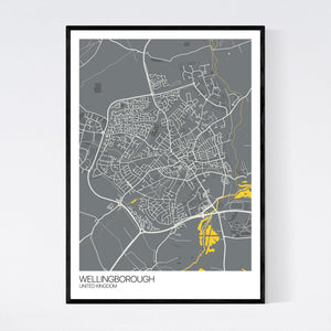 Wellingborough City Map Print