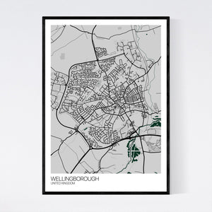 Wellingborough City Map Print