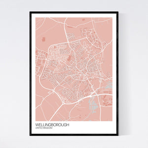 Wellingborough City Map Print