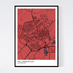 Wellingborough City Map Print