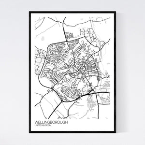 Wellingborough City Map Print