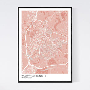 Welwyn Garden City City Map Print