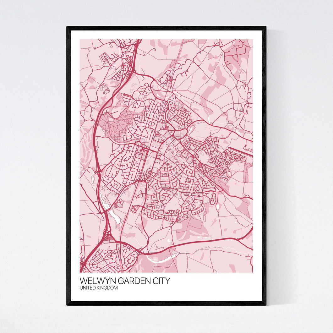 Welwyn Garden City City Map Print