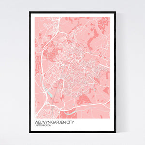 Welwyn Garden City City Map Print