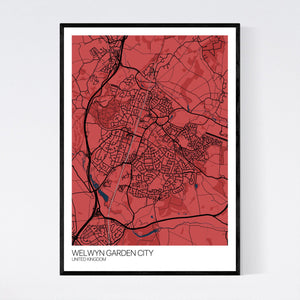 Welwyn Garden City City Map Print