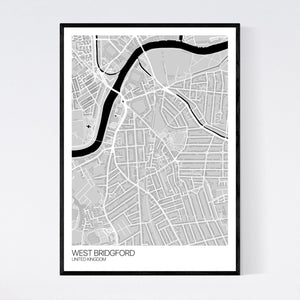 West Bridgford City Map Print