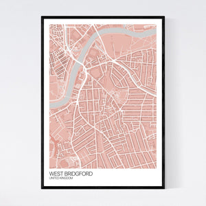 West Bridgford City Map Print