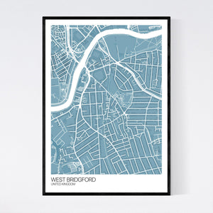 West Bridgford City Map Print