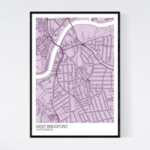 West Bridgford City Map Print