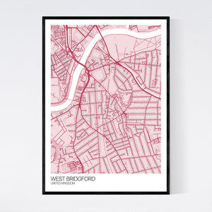 West Bridgford City Map Print