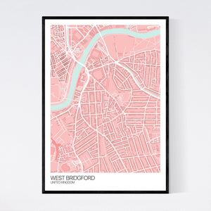 West Bridgford City Map Print